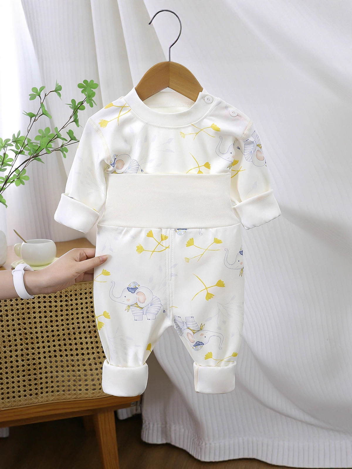 Baby split set de ropa de invierno caliente cintura alta abdomen pantalones de dormir abrigo de otoño bebé abrigo caliente abrigo de otoño