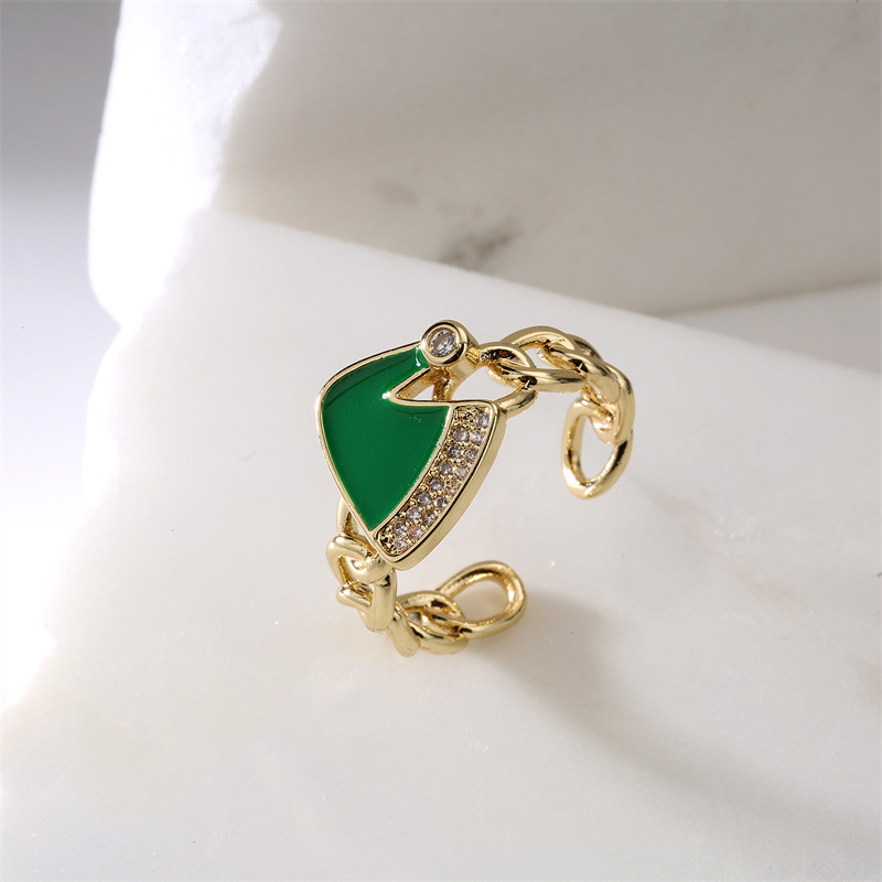 Lady Christmas Hat Santa Claus Copper Zircon Open Ring 1 Piece