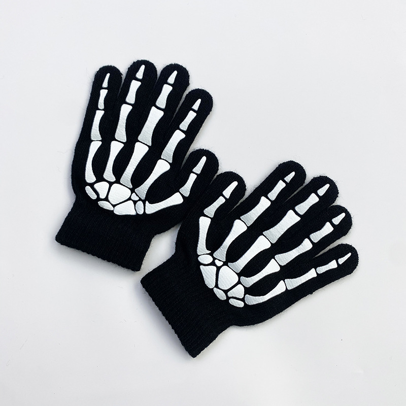 亚马逊欧美跨境夜光骷髅头骨爪手套万圣节发光手套Skull Gloves|undefined