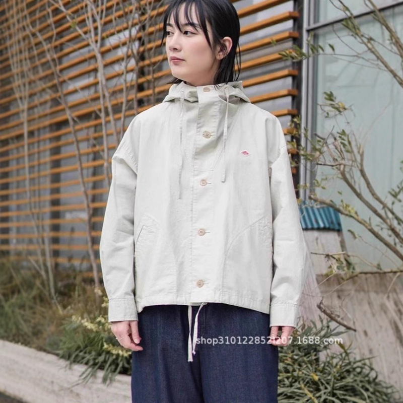 2025秋季日系danton休闲宽松显瘦抽绳百搭轻便风衣连帽外套女|undefined