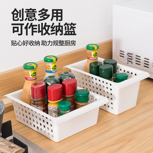 Japanese-style punch-free telescopic rod storage basket kitchen floor cabinet sink wardrobe layered multi-functional storage rack
