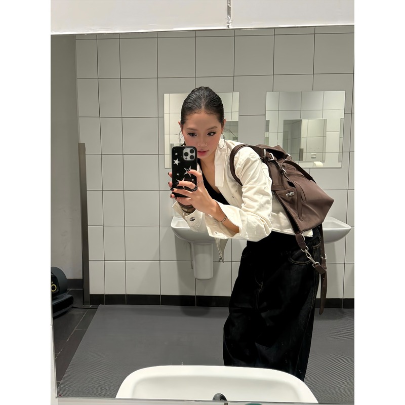 F383 美式复古铆钉短款夹克高级质感翻领外套女辣妹休闲百搭上衣|undefined