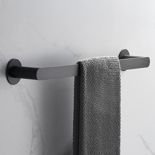 304 Stainless Steel Towel Rack Single Rod Punch-Free Bathroom Bathroom Accessible Luxury Style Black Nail-Free Bath Towel Rack
