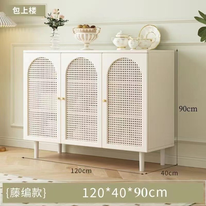 餐边柜法式简约现代藤编储物柜子家用餐厅茶水柜厨房收纳橱柜边柜|undefined
