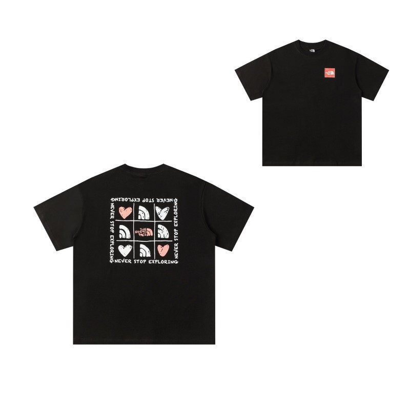 Tnf North Face Cross-Border Trendy Printed Loose-Fitting Versatile Casual Short-Sleeve Pure Cotton Heavyweight T-Shirt Unisex Tnf North Face Cross-Border Trendy Printed Loose-Fitting Versatile Casual Short-Sleeve Pure Cotton Heavyweight T-Shirt Unisex