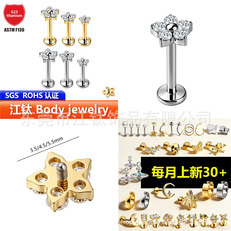 Pointed titanium steel lip stud product view