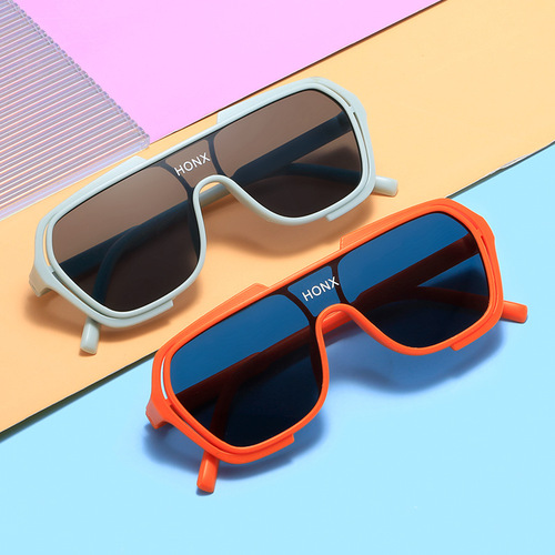 Children's sunglasses, fashionable one-piece large-frame sunglasses, anti-UV, personalized street photography, boys and girls, trendy glasses