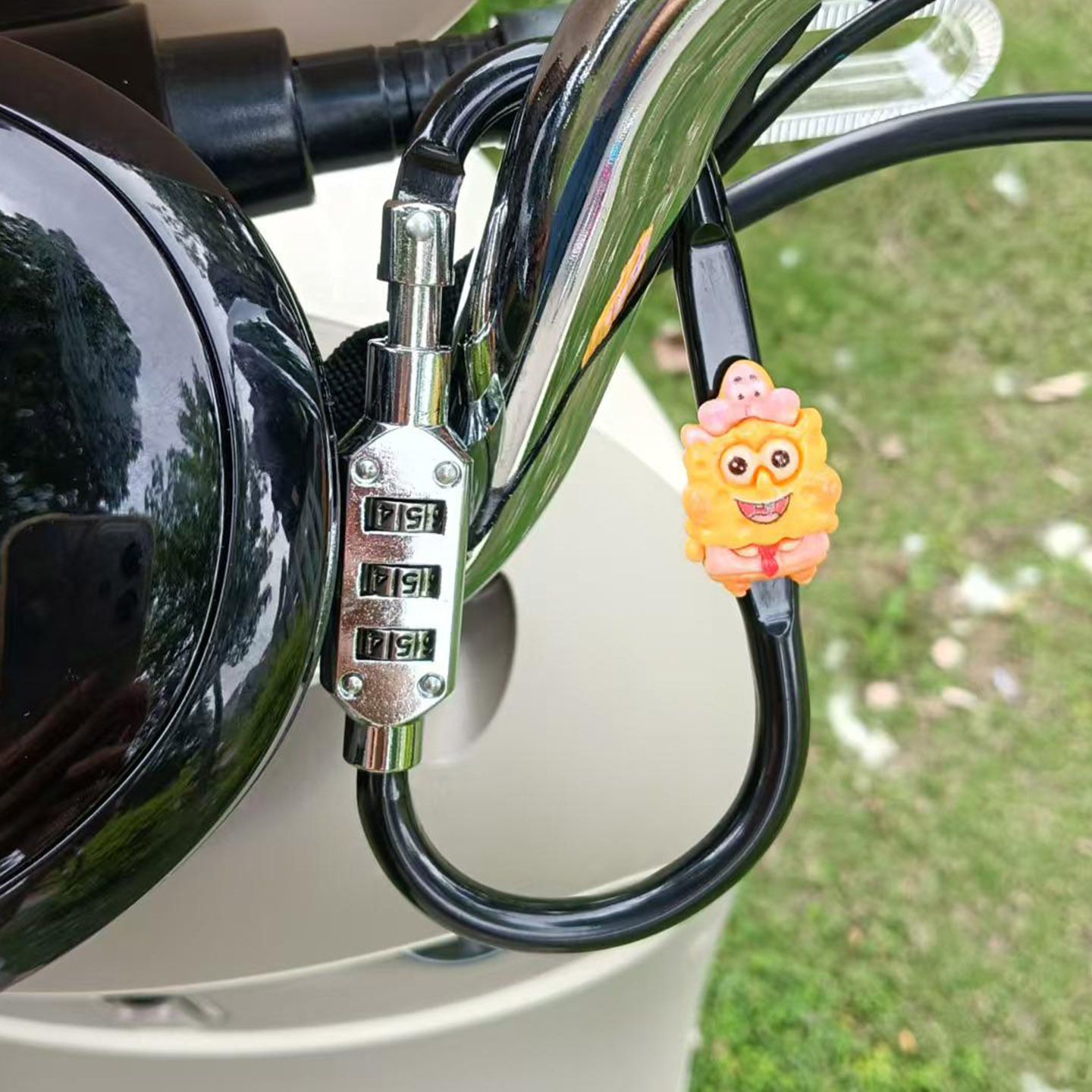 Cute Cartoon Electric Vehicle Helmet Password Lock Motorcycle Scooter Mountain Bike Anti-Theft Lock Bike Basket