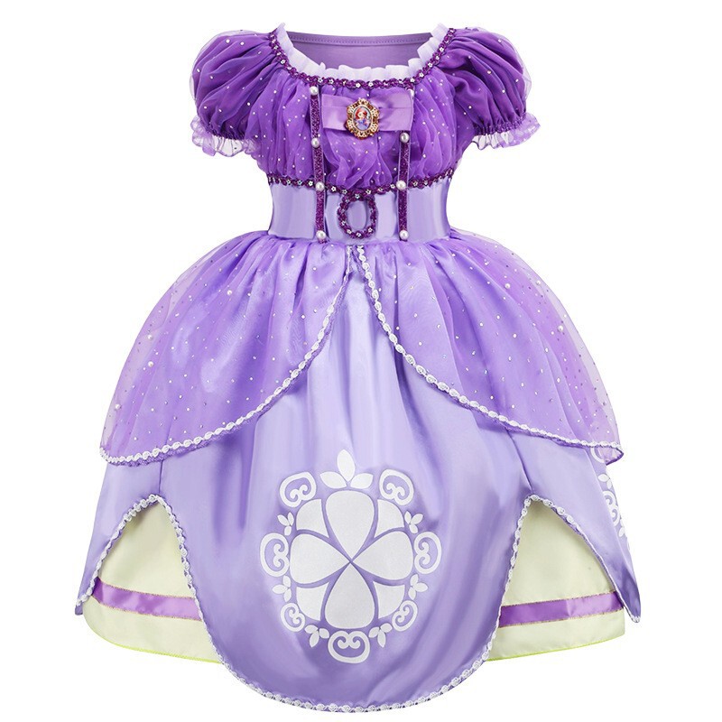 Sophia Sequins Princess Dress Long Hair Princess Dress Lepei Girl Sophia Dress Children's Dress