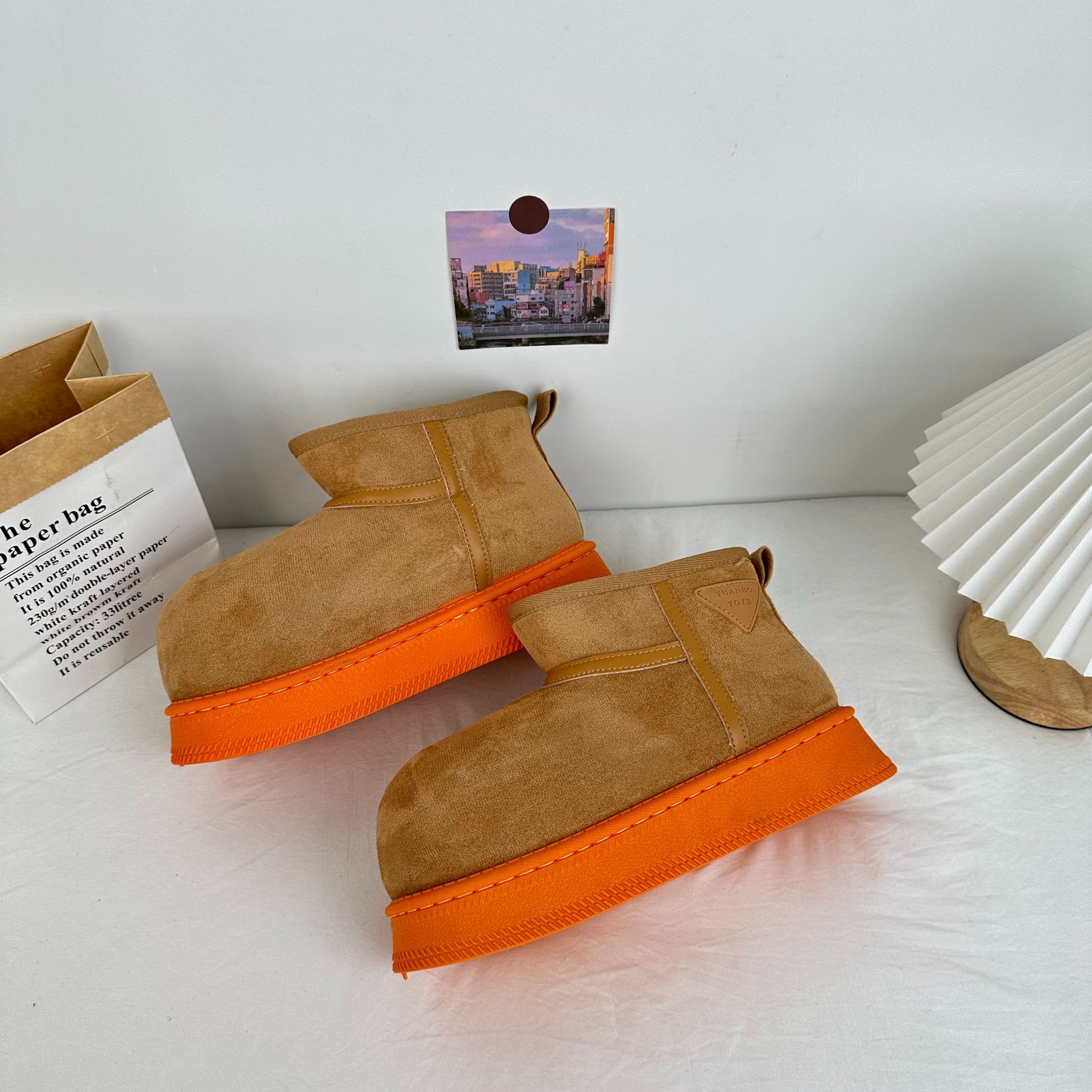 Far Wave 2025 zapatos de nieve de invierno mujer versión coreana de las botas cortas de color de plataforma Kapibala zapatos de algodón cálidos de todo fósforo image 3