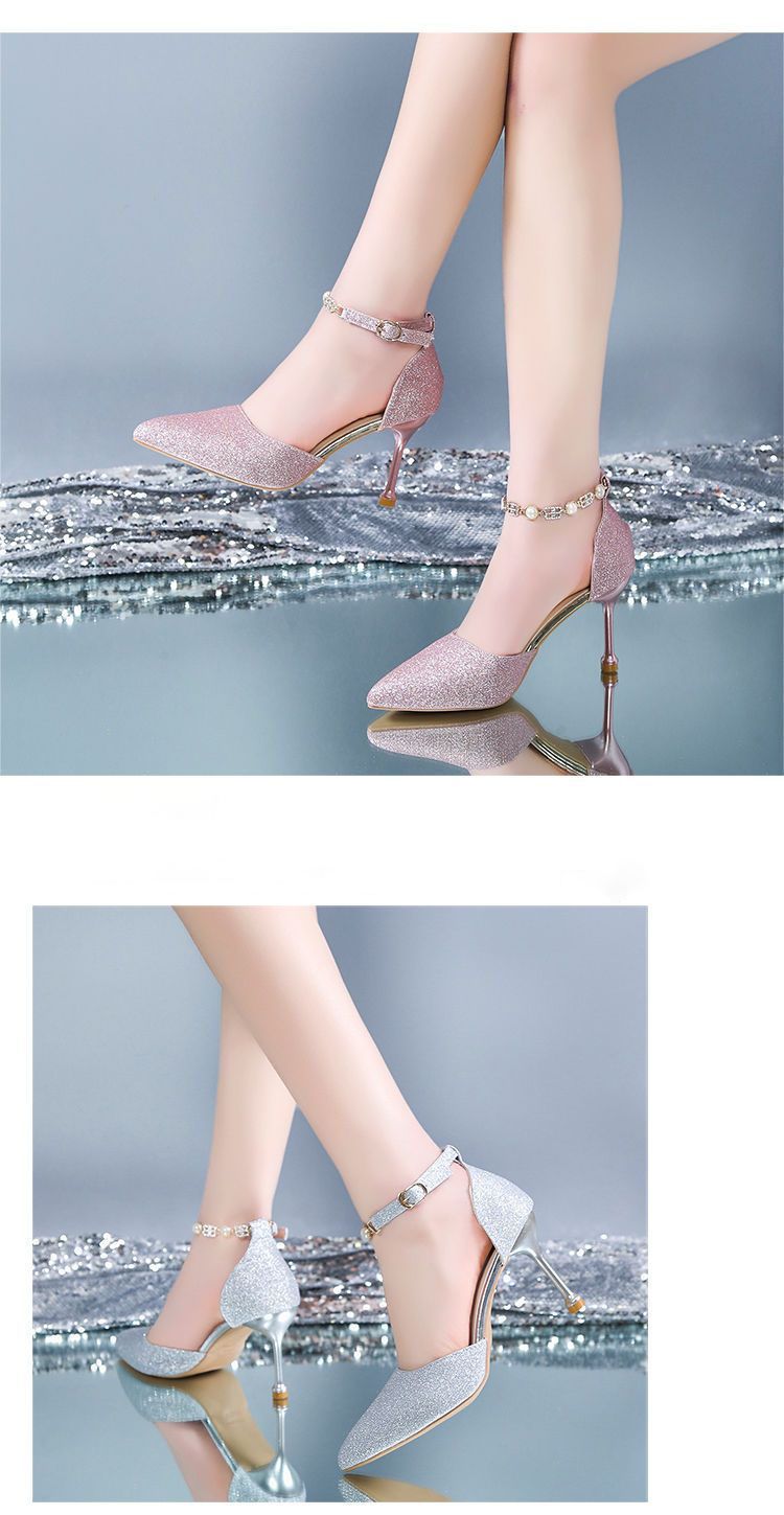 2024 Summer New Wedding Thin Heel Elegant Godde Style Women' Single Shoe Silver High Heel Deign Sene Niche_vogvips.com