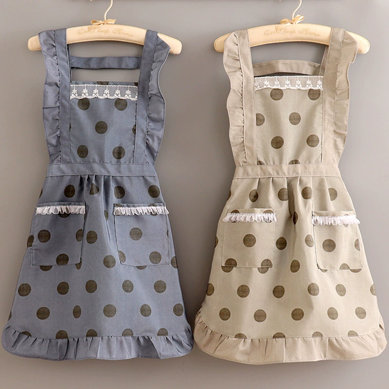 Опрос в горошек юбка принцессы с ремешком фартук свободного размера кухонный бытовой противообрастающий фартук без рукавов для взрослых на талии работа небольшой свежий
