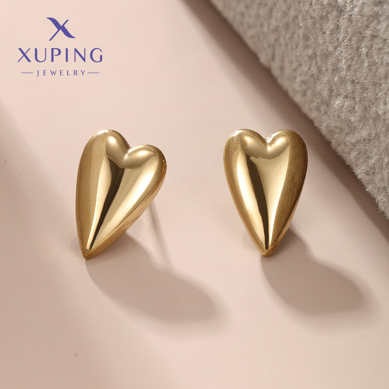 Xuping acero inoxidable geométrico liso corazón de桃 gota de agua pendientes de orejas europeas y americanas populares INS pendientes de orejas minimalistas para mujeres