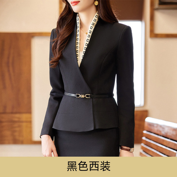 Brown suit suit skirt Women's Spring and Autumn 2023 new beauty salon jewelry shop front desk work clothes suit jacket autumn