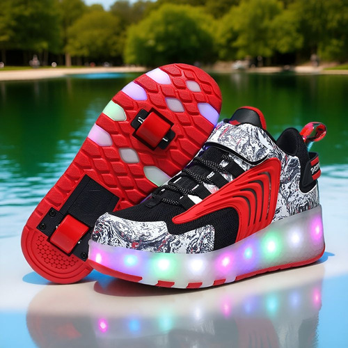 Foreign trade runaway shoes LED luminous pulley shoes boys and girls students sports two-wheel retractable skating flying shoes