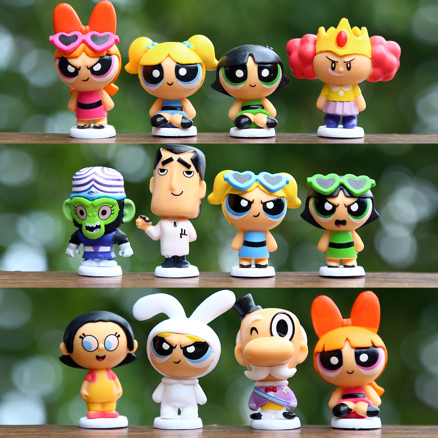 New trendy toy Powerpuff Girls cute figurines, creative cartoon anime dolls, DIY car decorations and ornaments