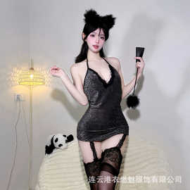 性感夜店小胸显大链条睡衣情趣内衣制服免脱床上诱惑战袍代发9668