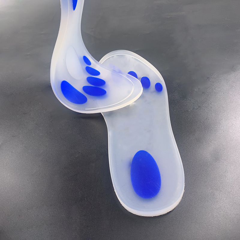 Yongquan agujero absorción de choque de silicona plantilla hombres y mujeres elástico aumento de 1cm de espesor suave cómoda Plantilla de palma completa