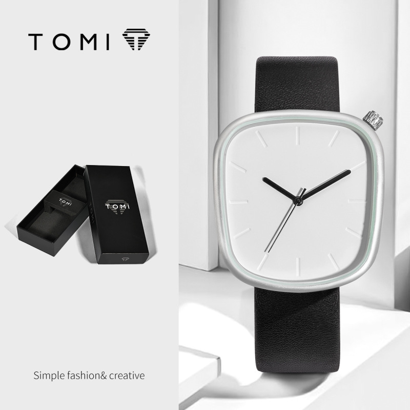Tomi Graduated Pebble Stone Watch Quartz Fashion Men's and Women's Leather Strap Watch Mesh Strap Watch Simple T077A Tomi Graduated Pebble Stone Watch Quartz Fashion Men's and Women's Leather Strap Watch Mesh Strap Watch Simple T077A