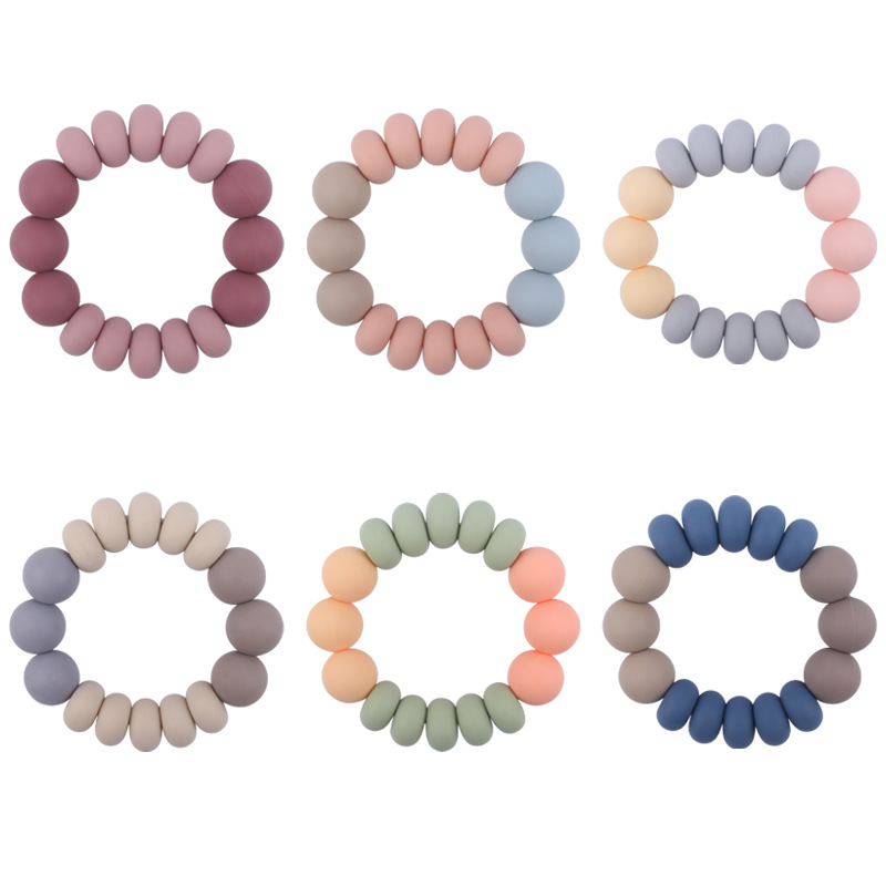 Nuevo bebé suministros espaciador cuentas mordedor pulsera bebé creativo Cuentas planas de silicona mordedura molar juguete mordedor