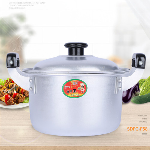 Small aluminum pot old-fashioned household small double-ear aluminum soup pot with handle small milk pot cooking noodle skewers pot 161820 gas stove