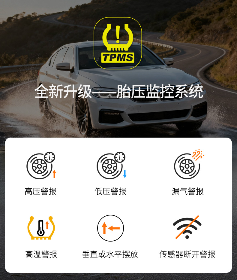 Tire Pressure Monitor Without Power Supply, Tire Pressure Detector with Mobile App, Dual Display Tire Pressure Sensor, Bluetooth App