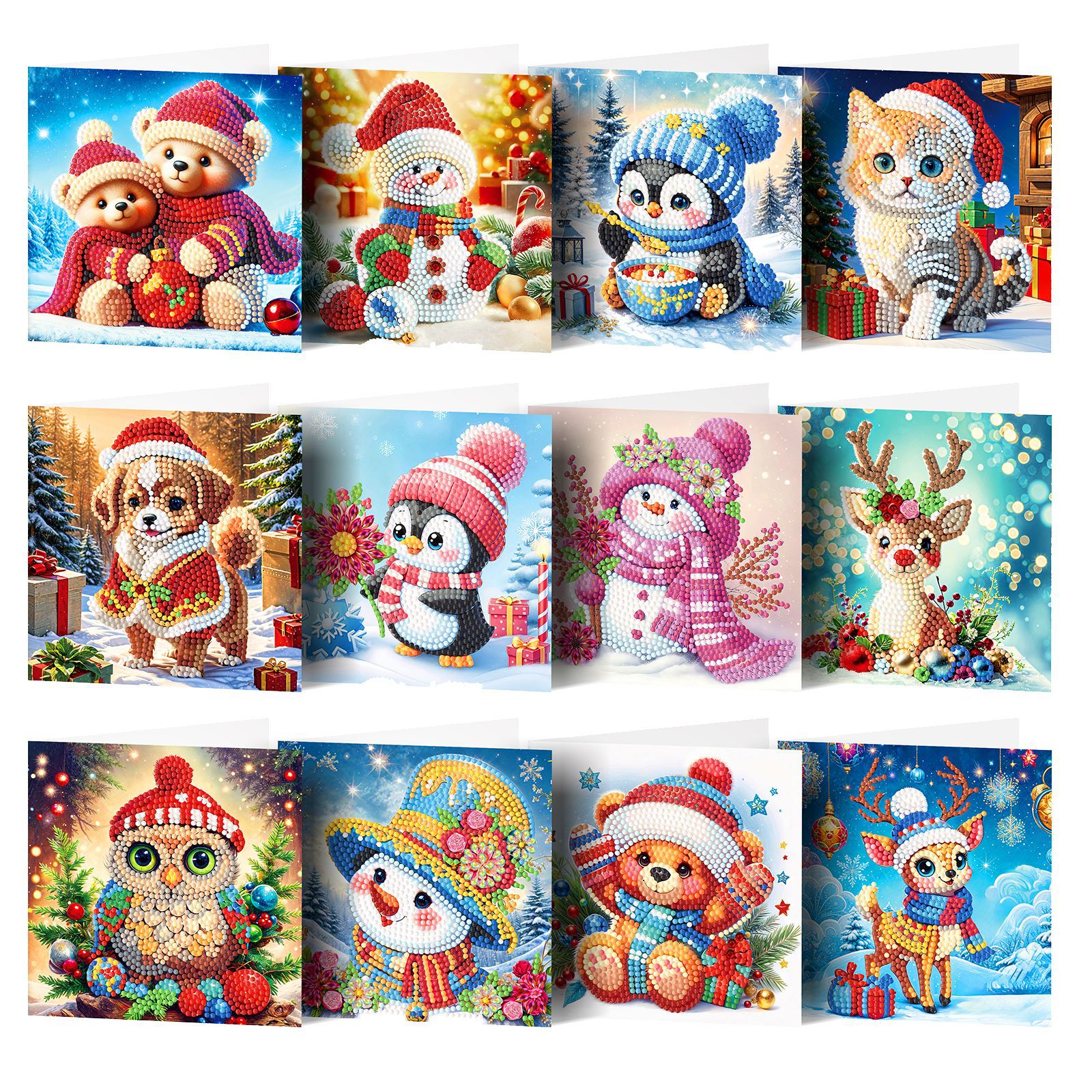 Productos periféricos para pintura de diamantes transfronterizos, tarjetas de felicitación DIY hechas a mano, pegatinas de diamantes navideñas, manualidades exclusivas con diamantes de imitación con temática de dibujos animados, disponibles para venta al por mayor.