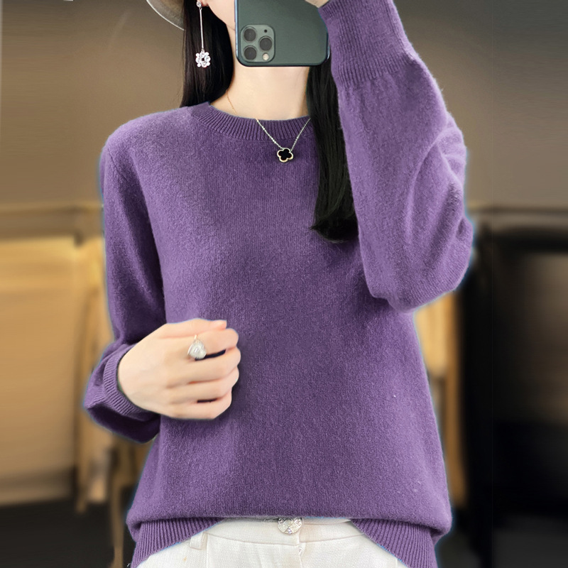 Cross-Border 2025 Autumn and Winter New Round-Neck Sweater for Women, Long-Sleeved Base Shirt, Plus-Size Inner Layer, Andy Velvet Knitwear Top