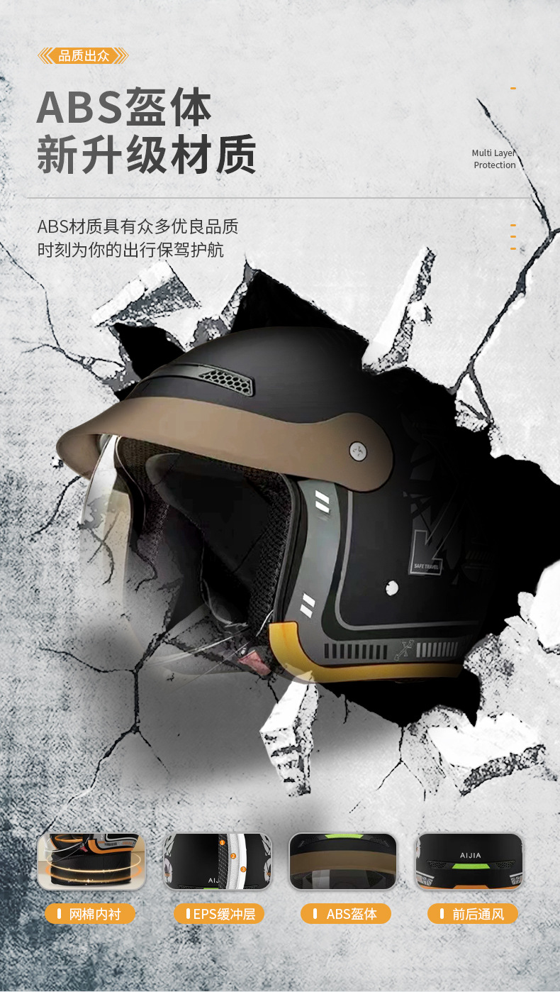 3C Certified Electric Vehicle Motorcycle Travel Helmet, Warm and Windproof Half Helmet, Universal Safety Helmet for Men and Women in All Seasons