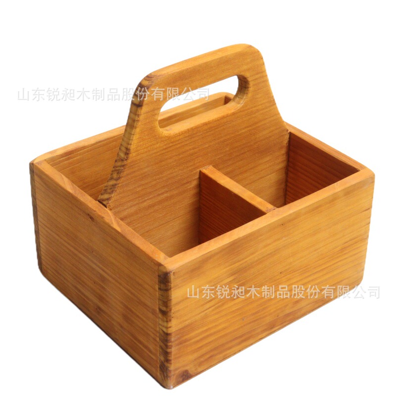 跨境木质餐具盒木制餐巾架手提餐具乡村农舍厨房刀叉调料收纳盒|undefined