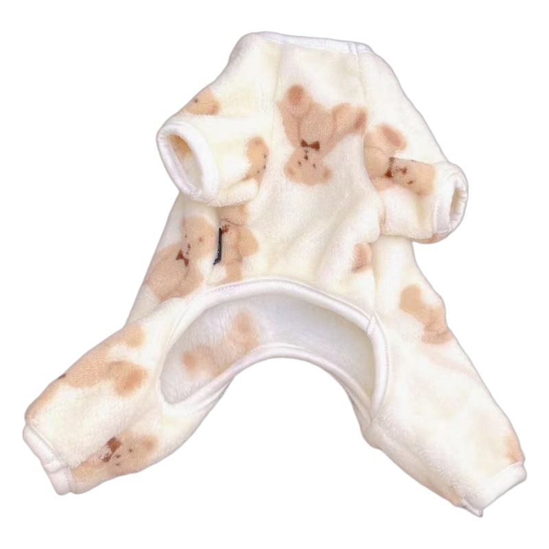 Ropa para mascotas perro gato Otoño e Invierno terciopelo de doble cara cálido de cuatro patas ropa para el hogar oso de peluche ropa para perros medianos y pequeños