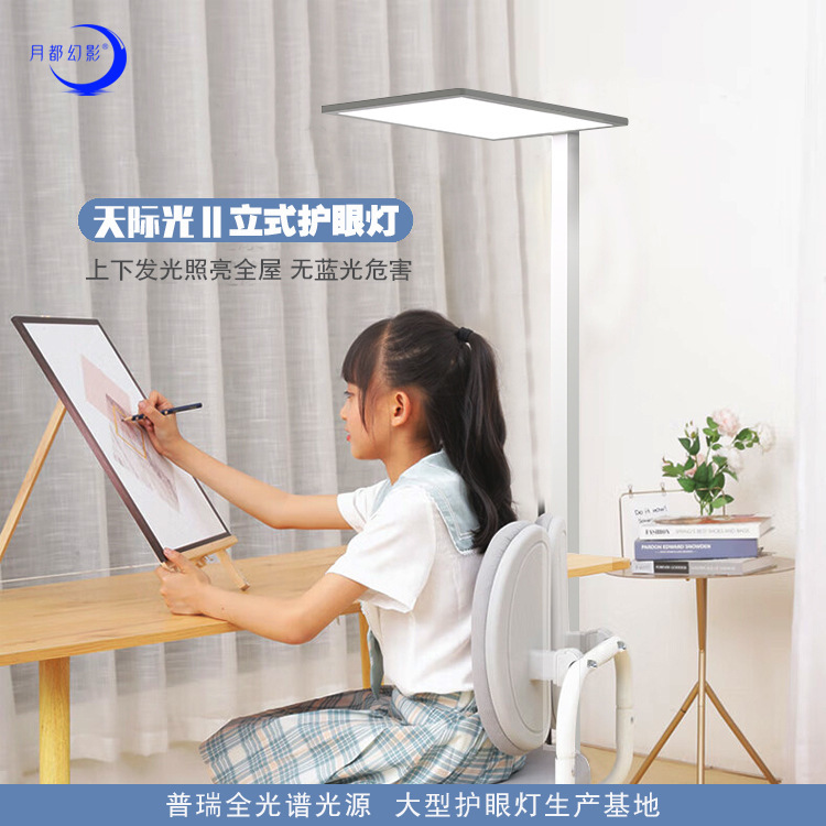 Purui Full Spectrum Floor-Standing Eye Protection Lamp Kidsren's Learning Reading and Writing Desk Lamp Without Blue Light Upright Piano Eye Protection Street Lamp