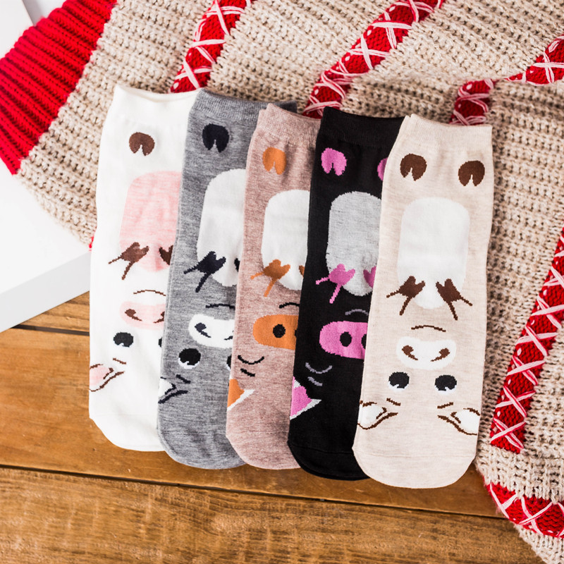 Women's Funny Dog Cat Socks Animal Women's Socks Cross Border Cotton Casual Cat Cartoon Christmas Gift Medium Novelty