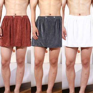 Men's Bath Skirt Soft Buckle Household Fine Fiber Short Bath Towel Absorbent Quick-drying Wearing Bath Towel for Hair