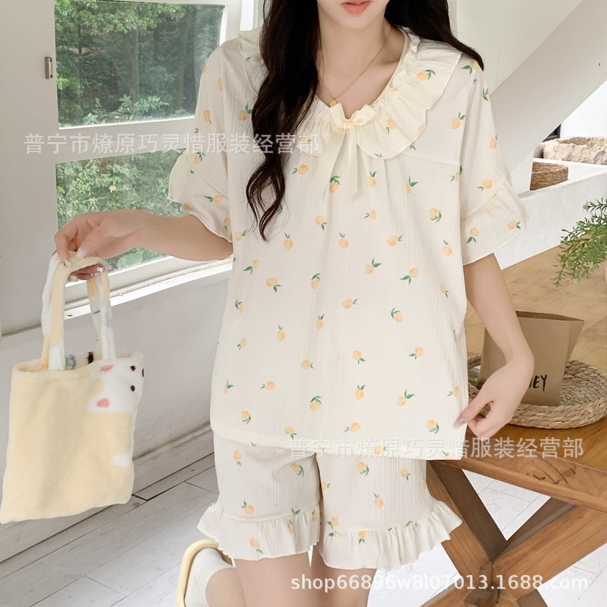 Princess Wind Pijamas verano 2024 nuevo estilo puro deseo de estilo medio largo in-hinge pijama ropa doméstica mujer
