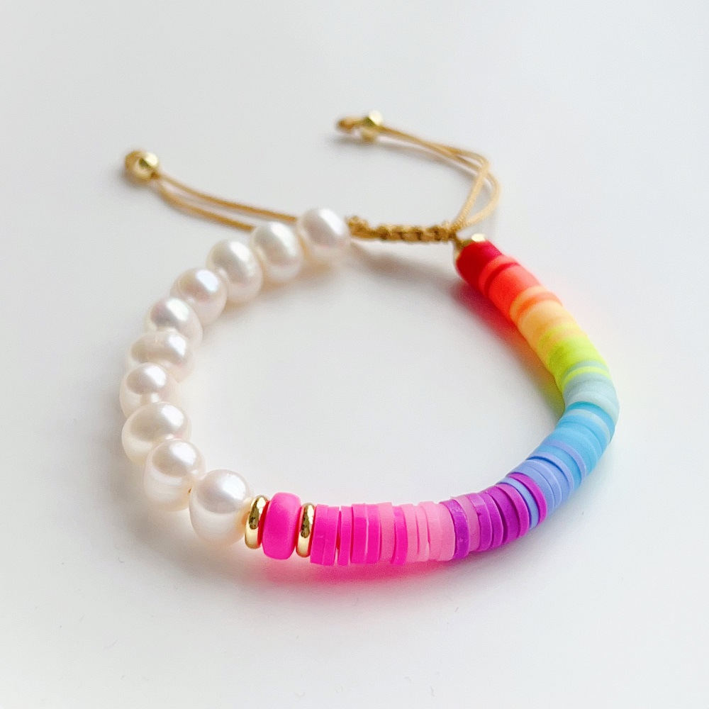 Bracelets Classification Lady Ethnic Style Geometric Freshwater Pearl Soft Clay Copper Bracelets