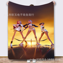 跨境爆款猎魔女团‌（HUNTR/X图案法兰绒毛毯  一件代发