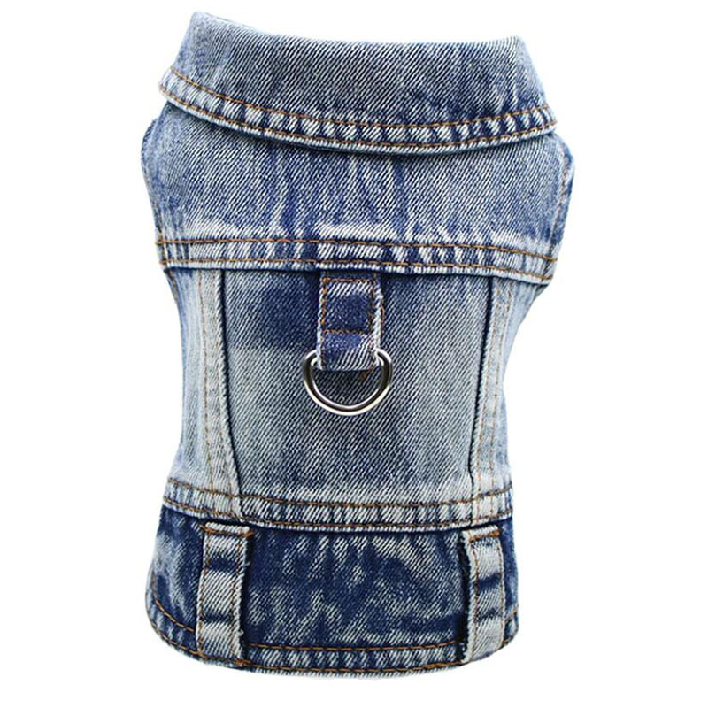 Small and Medium-sized Pet Denim Vest Traction Dog Clothing Chest and Back Dual-use New Teddy Leg Clothes for Spring, Summer, Autumn and Winter