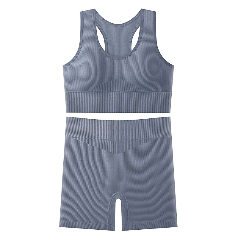 Traje deportivo sin costuras para correr fitness yoga hermoso sujetador trasero estilo delgado chaleco deportivo a prueba de golpes pantalones cortos deportivos comercio exterior