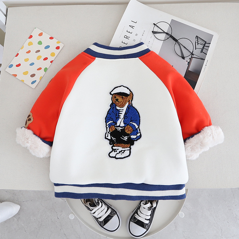 2023 Herbst/Winter Jungen Baseballanzug mit warmer Kleidung für Mädchen Winter Einteiliger Plüsch Baby Lamm Fleece Mantel_voghion.com
