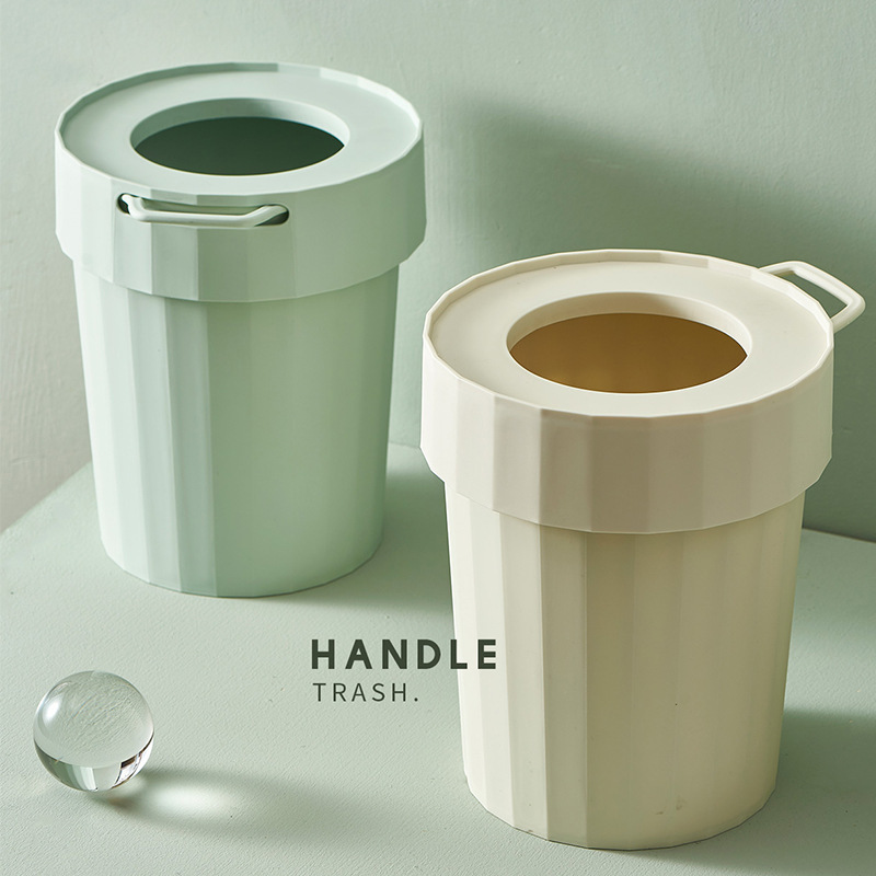 Simple Style Study Room, Dormitory, Kitchen, Living Room Portable Double-Layer Large-Capacity Korean-Style Wastebasket Trash Can