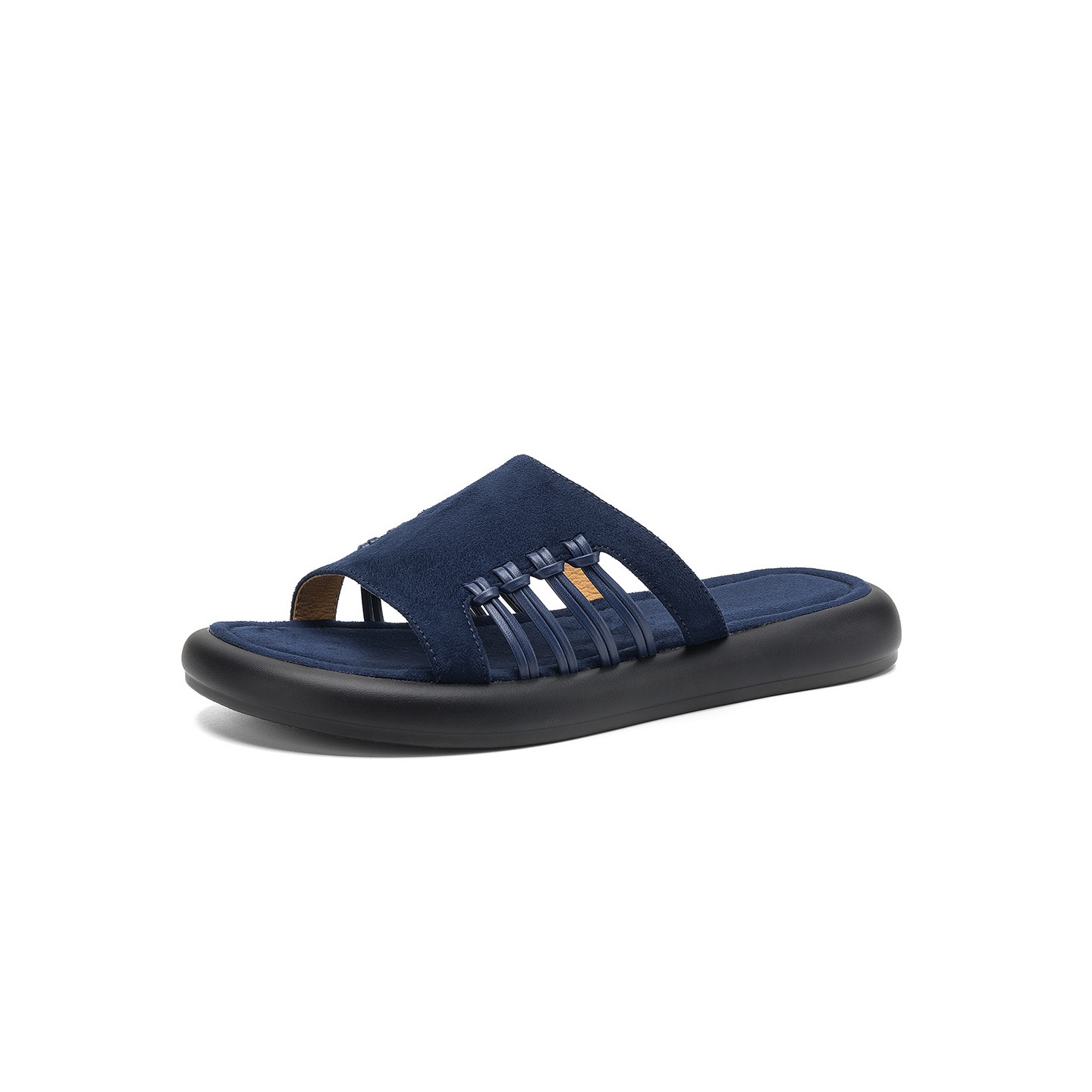 Dép sandal nữ đế dày hở ngón quai chữ V phong cách vintage — Màu xanh da trời