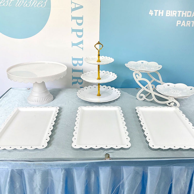 Decoración de postres de cumpleaños estante de exhibición de boda europea estante de frutas estante de pastel de plástico bandeja de bocadillos