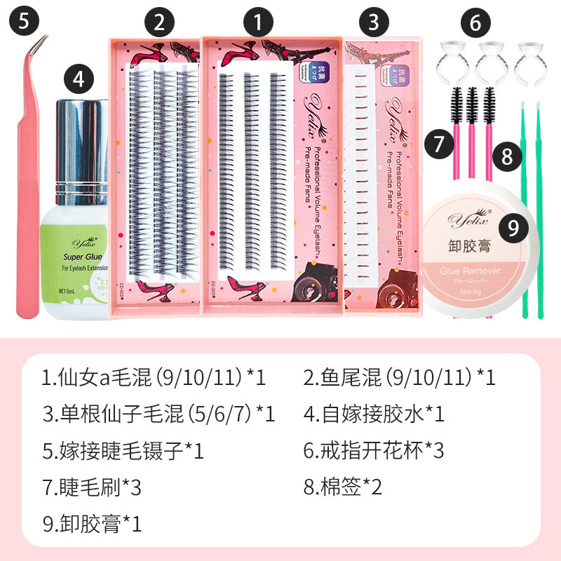 Fábrica auto-injerto caricatura Barbie ojos injerto set pestañas plantación segmentación de un solo racimo de flores de hadas al por mayor