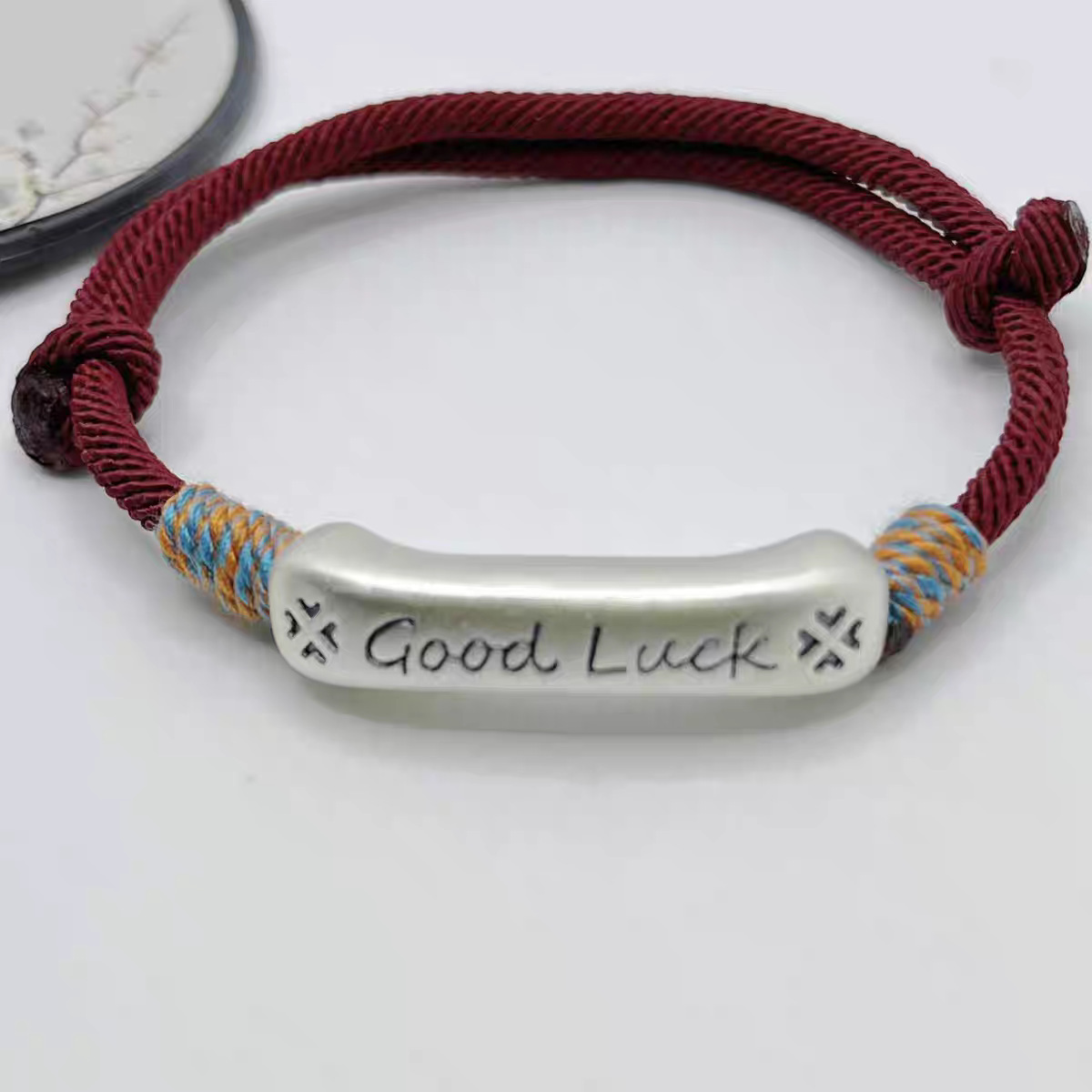 Good Luck Curved Tube Pure Silver 999 Red Rope Bracelet New Chinese Style Lucky and Good Luck Couple Gift for the Year of Birth