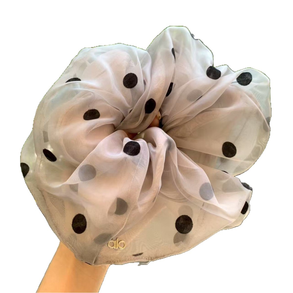 Maxi elastico per capelli in mesh a pois stile romantico_voghion.com