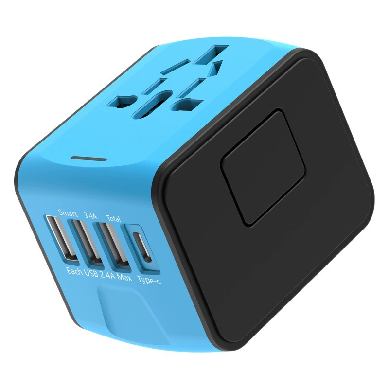 Универсальный адаптер для путешествий с 3 USB-портами и разъемом Type-C, совместимый со стандартами США, Европы, Великобритании и Австралии, многофункциональное зарядное устройство