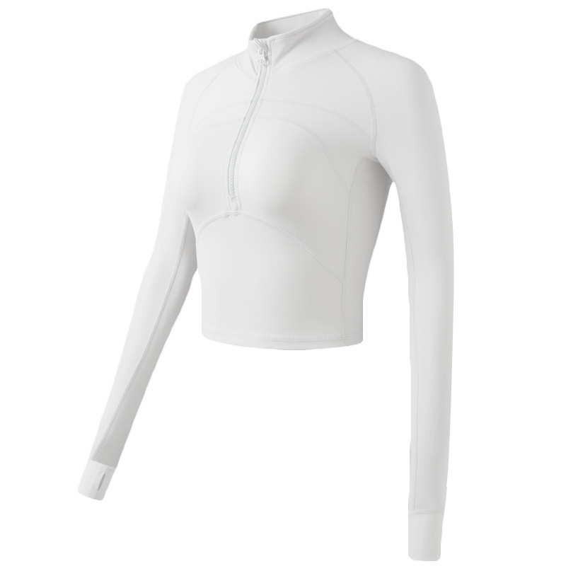 Stretch Slim Sports Top Running Yoga Tight Long-Sleeved Half-Zip Quick-Dry Top Women's Fashion