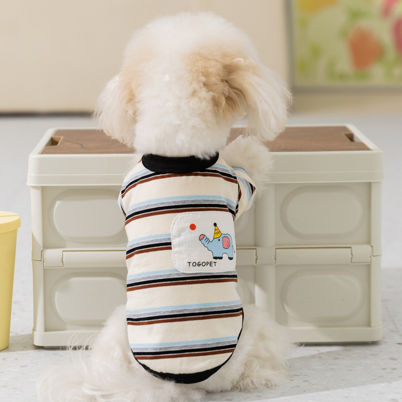Perro primavera y verano dibujos animados a rayas elefante chaleco de dos patas felino camiseta Teddy Bear adorable ropa de perro