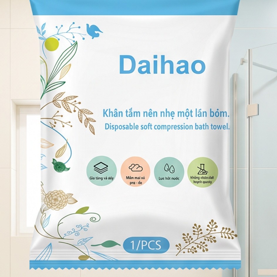 Serviette de bain compressée Trèfle Vietnamien 70*140cm / 1 Pièce (Extra Épaisse, Peu Encombrante pour les Voyages) - Grand Format / Mode nationale de Dunhuang